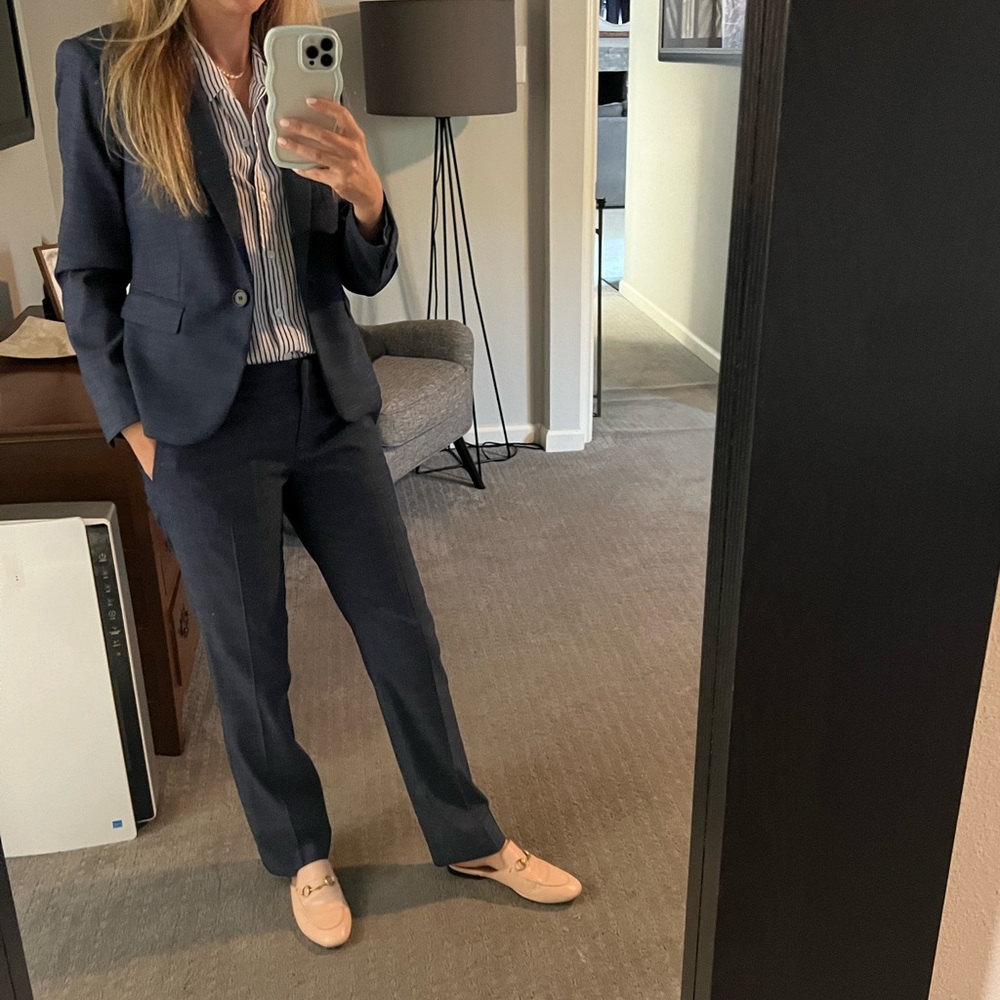 Ann Taylor Blue Suit Set Blazer and Trousers